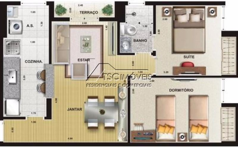 apartamento-planta-54m2-2-quartos-residencial-parq